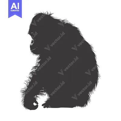 Premium design asset: Silhouette of a Sitting Chimpanzee