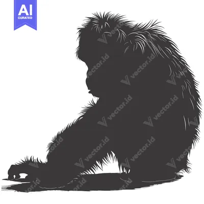 Popular premium asset: Silhouette of a Furry Animal Sitting with its Head Down