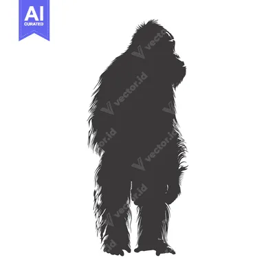 Aset desain premium: A Silhouette of a Standing Orangutan