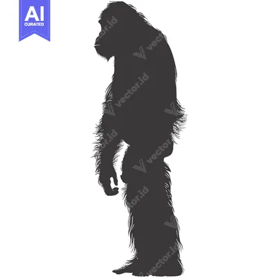 Aset premium populer: A Silhouette of a Furry, Upright Ape Standing Alone