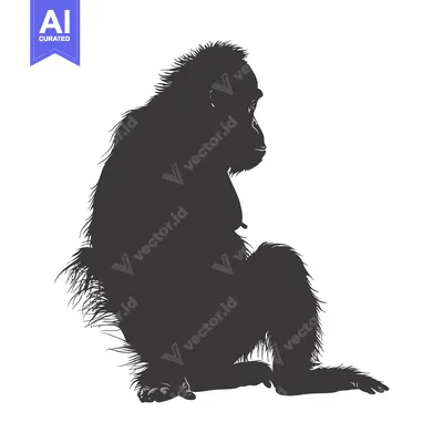Aset premium populer: Silhouette of a Sitting Gorilla