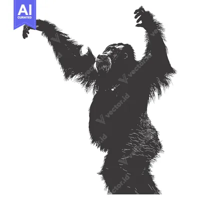 Aset desain premium: Silhouette of an Orangutan with Raised Arms