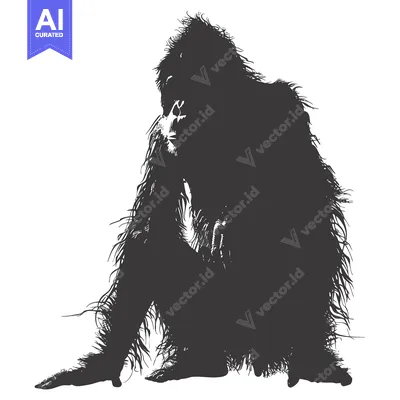 Aset premium populer: Silhouette of an Orangutan Sitting and Looking Down