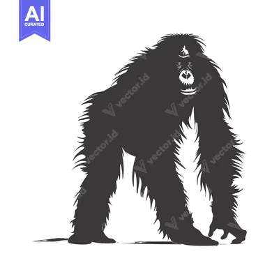 Aset premium populer: A Silhouette of an Orangutan with Fur and an Open Mouth