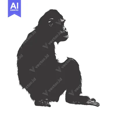 Aset premium populer: Silhouette of a Sitting Chimpanzee