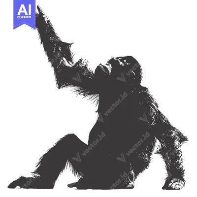 Premium design asset: A Silhouette of a Chimpanzee Reaching Upwards