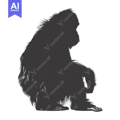 Aset premium populer: Silhouette of a Sitting Chimpanzee
