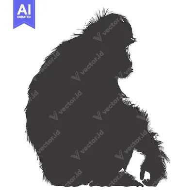 Premium design asset: Silhouette of a Sitting Chimpanzee