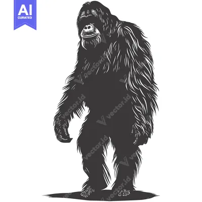 Aset premium populer: A Silhouetted Orangutan Standing Tall Against a White Background