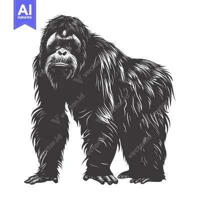 Popular premium asset: A Hand-Drawn Illustration of a Standing Orangutan