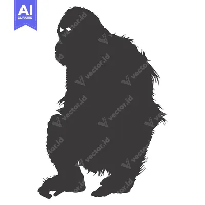 Aset premium populer: Silhouette of a Sitting Orangutan