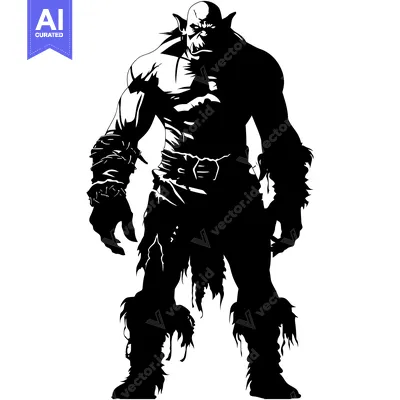 Aset desain premium: Silhouette of a Ferocious Orc Warrior