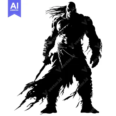 Popular premium asset: Silhouette of a Muscular Barbarian Warrior with a Sword