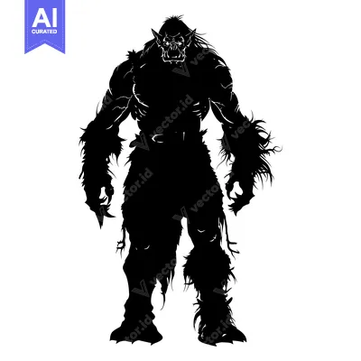Silhouette of a Muscular, Fanged, and Furry Creature