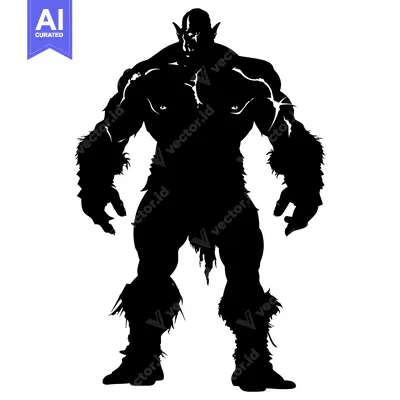 Silhouette of a Muscular Orc Warrior with Furs