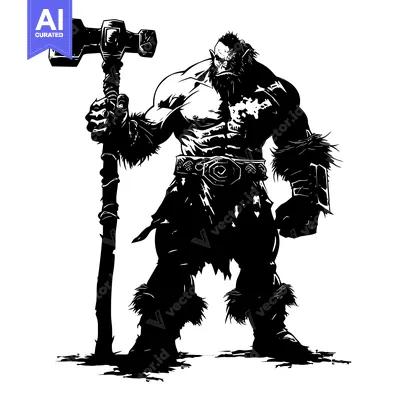 Popular premium asset: A muscular, heavily built orc warrior holding a large hammer