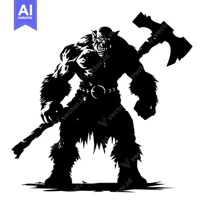 A Silhouetted Orc Warrior Holding an Axe