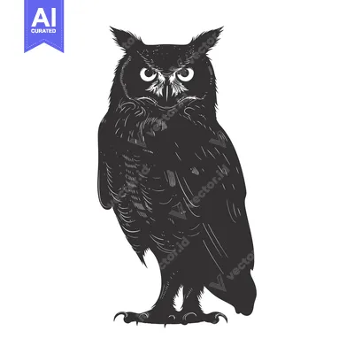 Aset premium populer: Black and White Silhouetted Owl with Sharp Claws