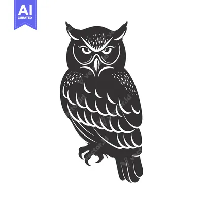 Aset premium populer: Black and White Detailed Silhouette of an Owl