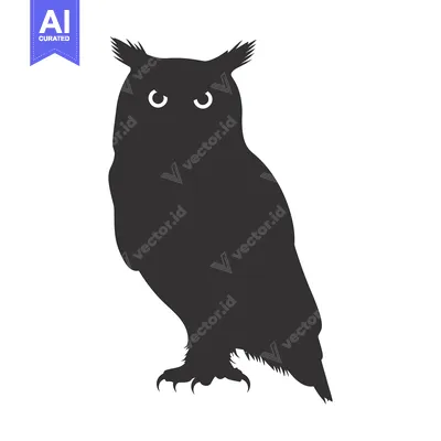 Popular premium asset: Black and White Silhouette of an Owl with Sharp Talons