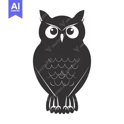 Popular premium asset: Black and White Silhouette of an Owl with Large Eyes