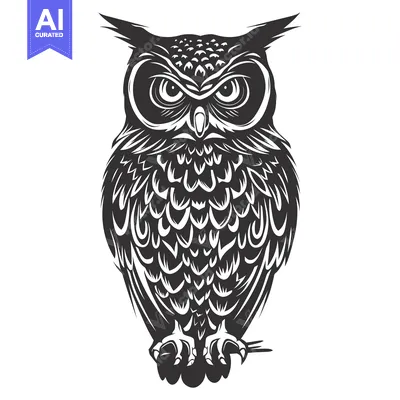 Popular premium asset: A Detailed Illustration of an Owl with Sharp Talons and a Stern Expres