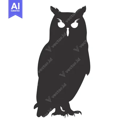 Aset desain premium: Silhouette of a Standing Owl with Sharp Claws