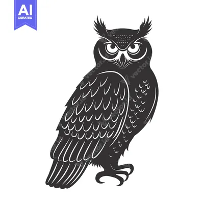Popular premium asset: Black and White Illustration of a Standing Owl