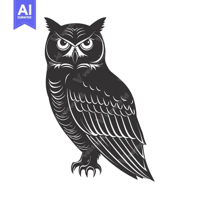 Aset premium populer: Black and White Detailed Illustration of a Standing Owl
