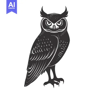Aset premium populer: Black and White Silhouette of an Owl with Sharp Talons