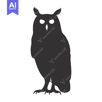 Popular premium asset: Silhouette of a standing owl with prominent eyes and sharp talons