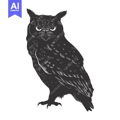 Popular premium asset: A Detailed Line Art Illustration of an Owl with Sharp Talons