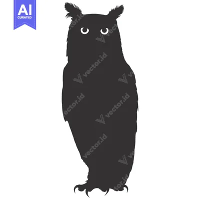 Aset premium populer: A Black and White Silhouette of an Owl
