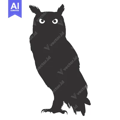 Aset premium populer: A Black and White Silhouette of an Owl