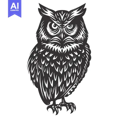 Popular premium asset: Black and White Illustration of a Detailed Owl