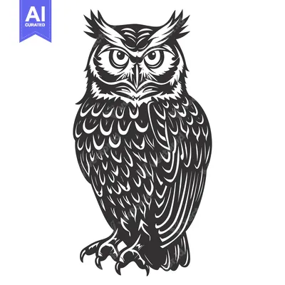 Popular premium asset: A Detailed Illustration of an Owl with Sharp Claws and Intricate Feath