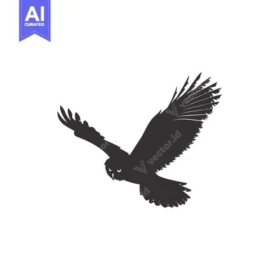 Aset premium populer: Black and White Silhouette of an Owl in Flight