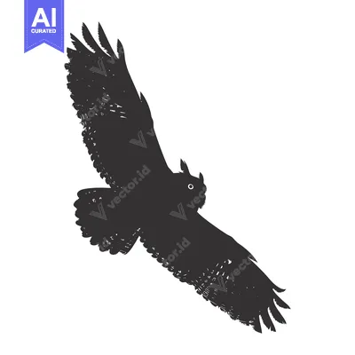 Premium design asset: Silhouette of an owl in flight with outstretched wings