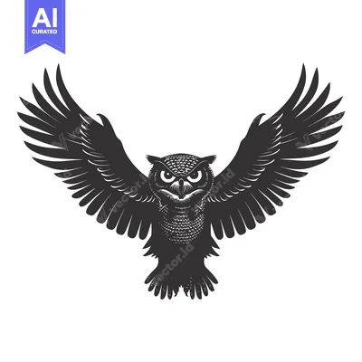 Aset premium populer: Black and White Silhouette of an Owl in Flight
