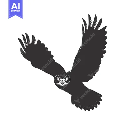 Aset premium populer: Black and White Silhouette of an Owl in Flight