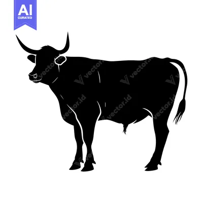 Aset premium populer: Silhouette of a Standing Bull with Horns