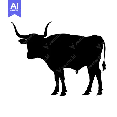 Popular premium asset: Silhouette of a Longhorn Bull Standing with Its Horns Down