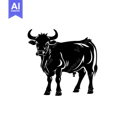 Download Black and White Silhouette of a Bull Vector Graphic