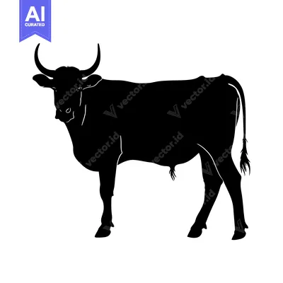 Aset premium populer: Black Silhouette of a Bull with Curved Horns