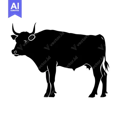 Premium design asset: Black Silhouette of a Cow with Horns