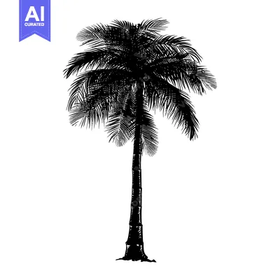 Aset premium populer: A Black and White Silhouette of a Tall Palm Tree
