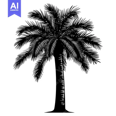Aset desain premium: Black and White Silhouette of a Palm Tree