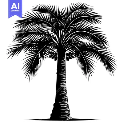 Silhouette of a Palm Tree with Coconuts