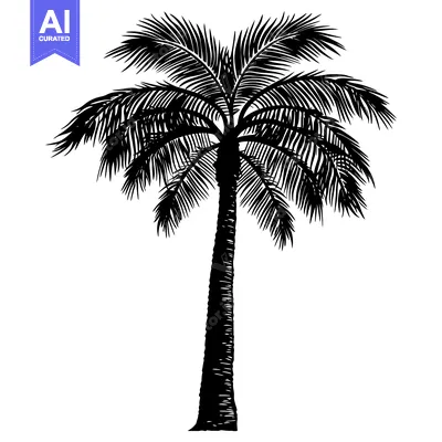 Aset premium populer: Black and White Silhouette of a Single Palm Tree