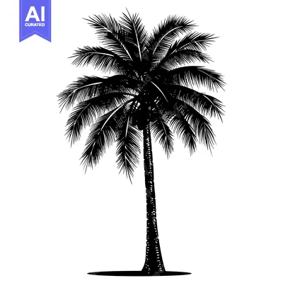 Aset desain premium: Black and White Silhouette of a Palm Tree